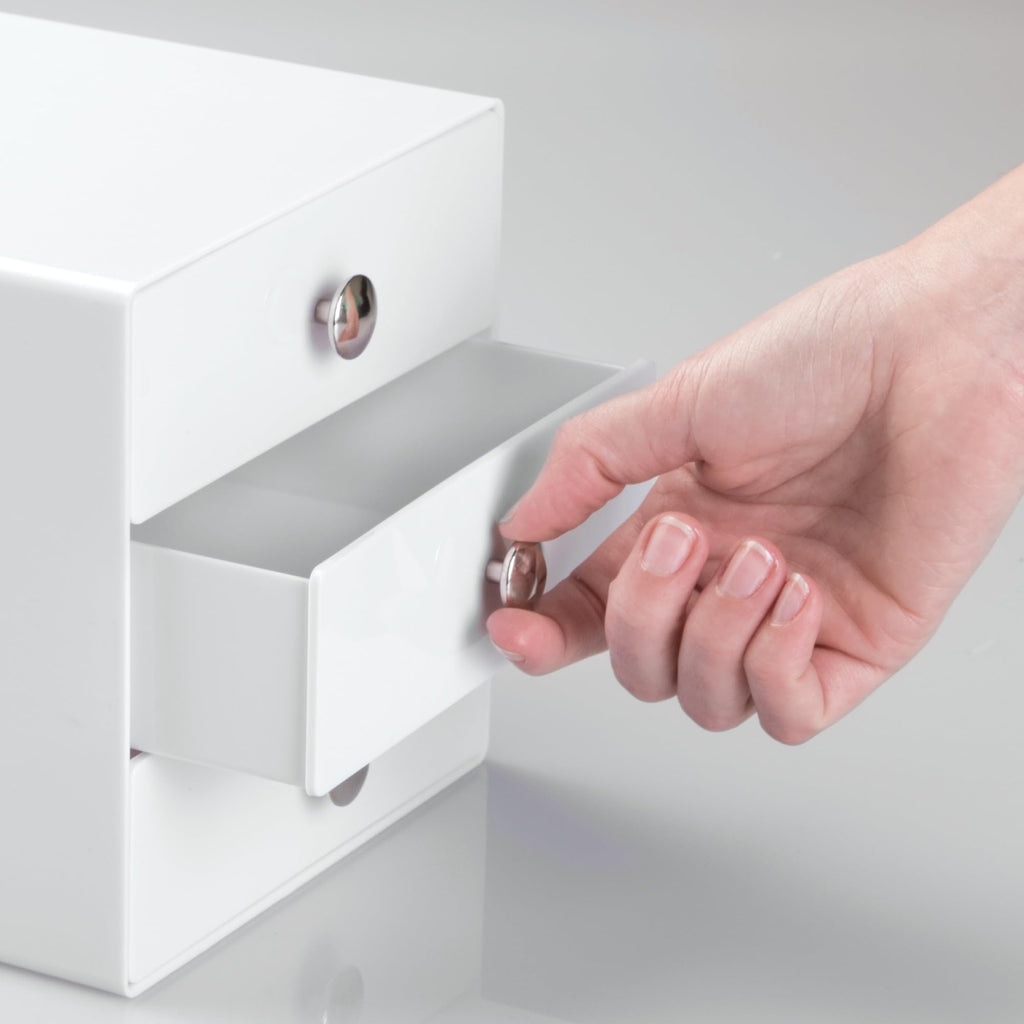 3-Drawer Plastic Vanity Organizer Set White R102885
