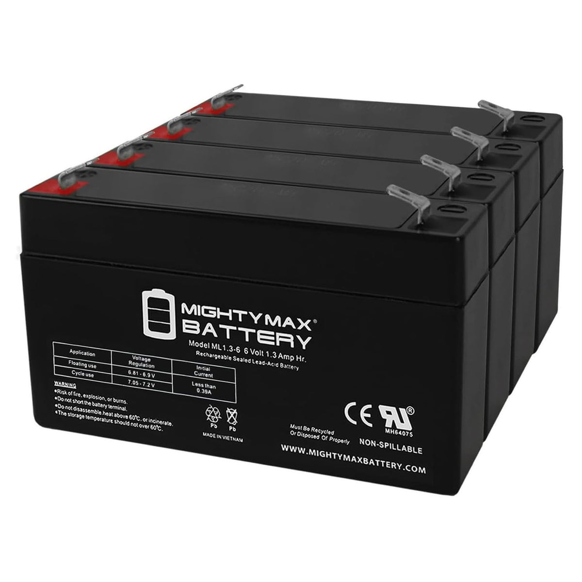 6V 1.3Ah SLA Replacement Battery 4 Pack H98464