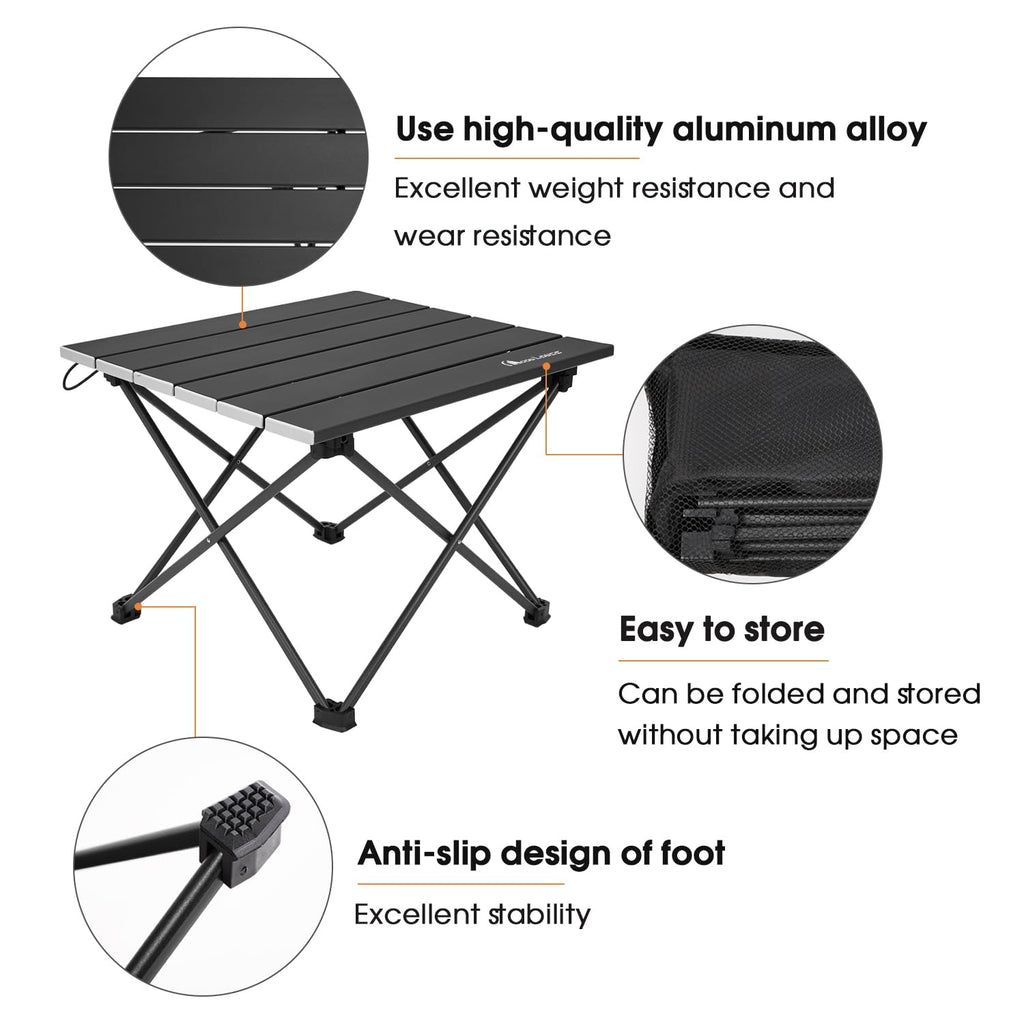 Ultralight Folding Camping Table with Carry Bag Black Q97946