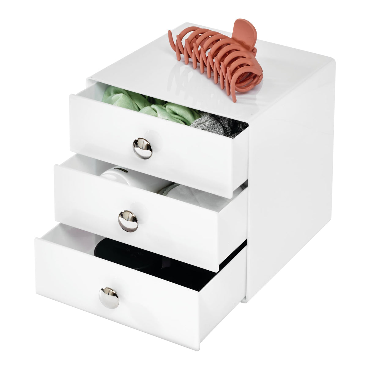 3-Drawer Plastic Vanity Organizer Set White R102885
