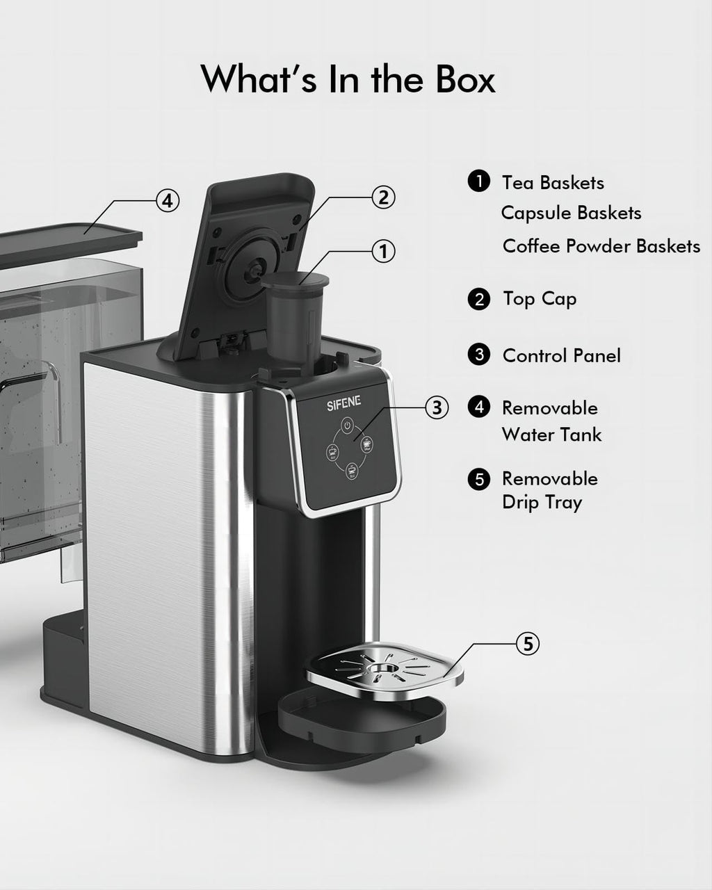 3-in-1 Single Serve Coffee Machine, 50 oz, Black A246