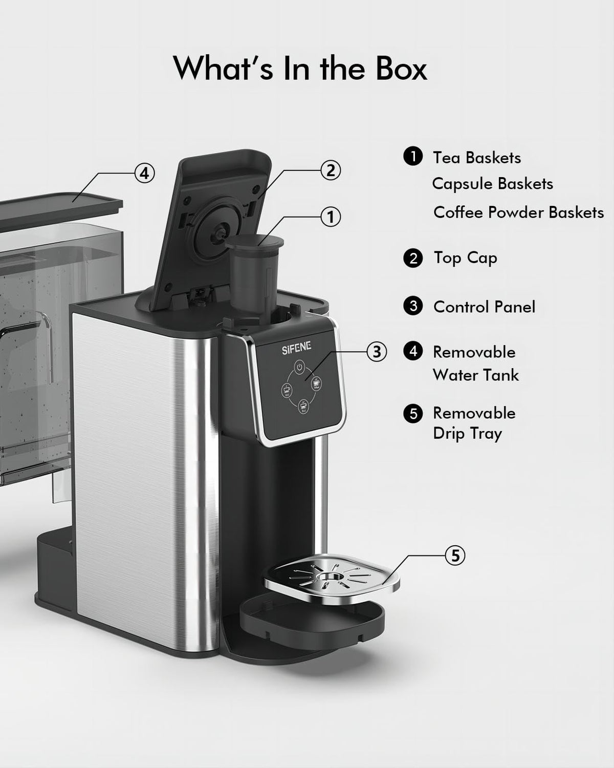 3-in-1 Single Serve Coffee Machine, 50 oz, Black A246