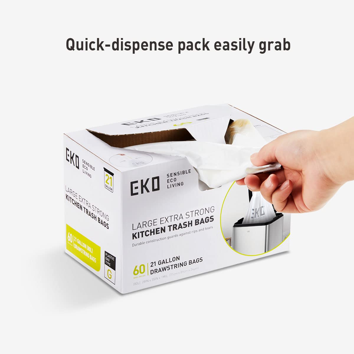 21 Gallon 60 Count Drawstring Unscented Trash Bags A507