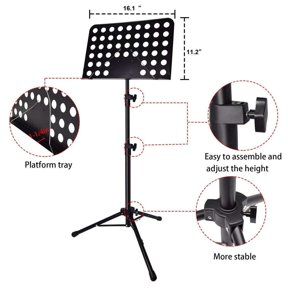 Height Adjustable Sheet Music Stand with Carrying Bag O910