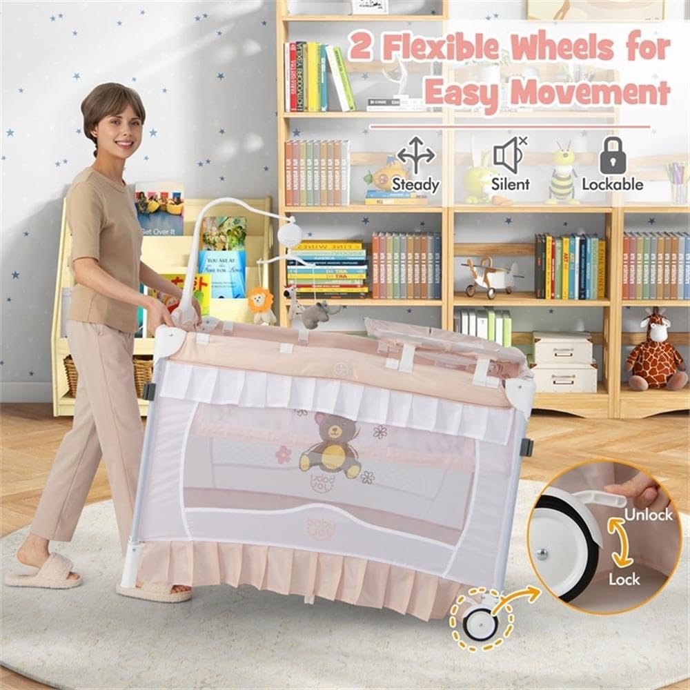 Pink 4-in-1 Portable Playard with Carry Bag G78195
