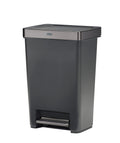 12.4 Gallon Charcoal Step-On Trash Can with Stainless Steel Rim Q5626