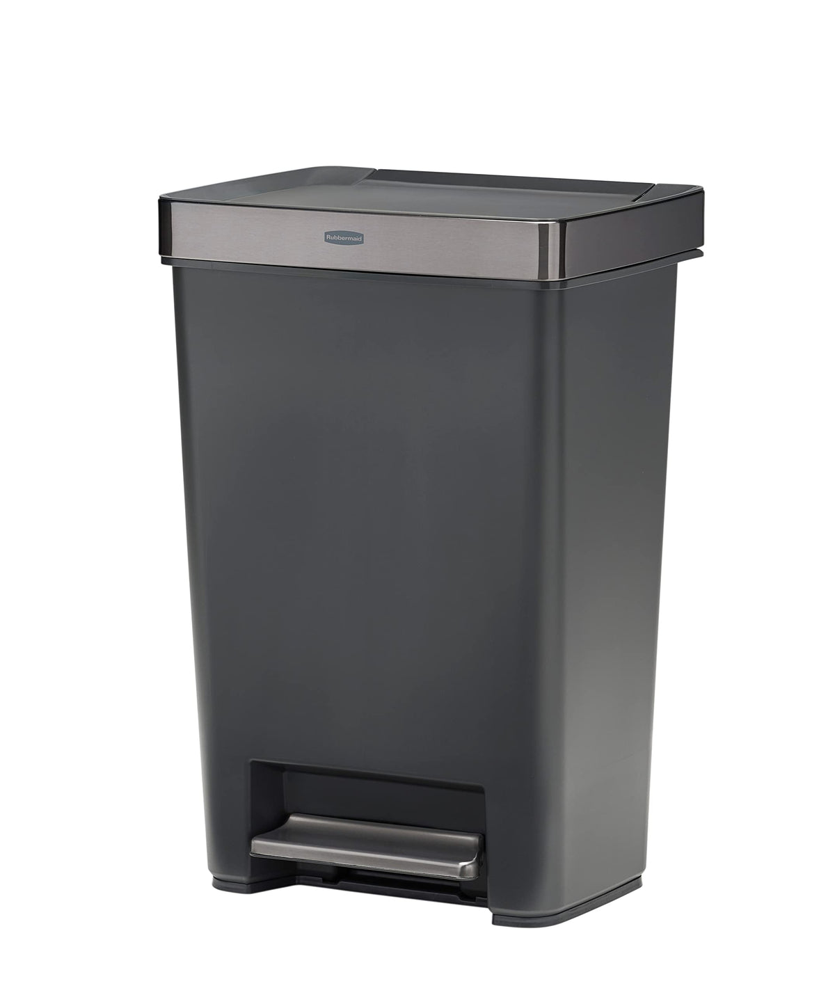 12.4 Gallon Charcoal Step-On Trash Can with Stainless Steel Rim Q5626