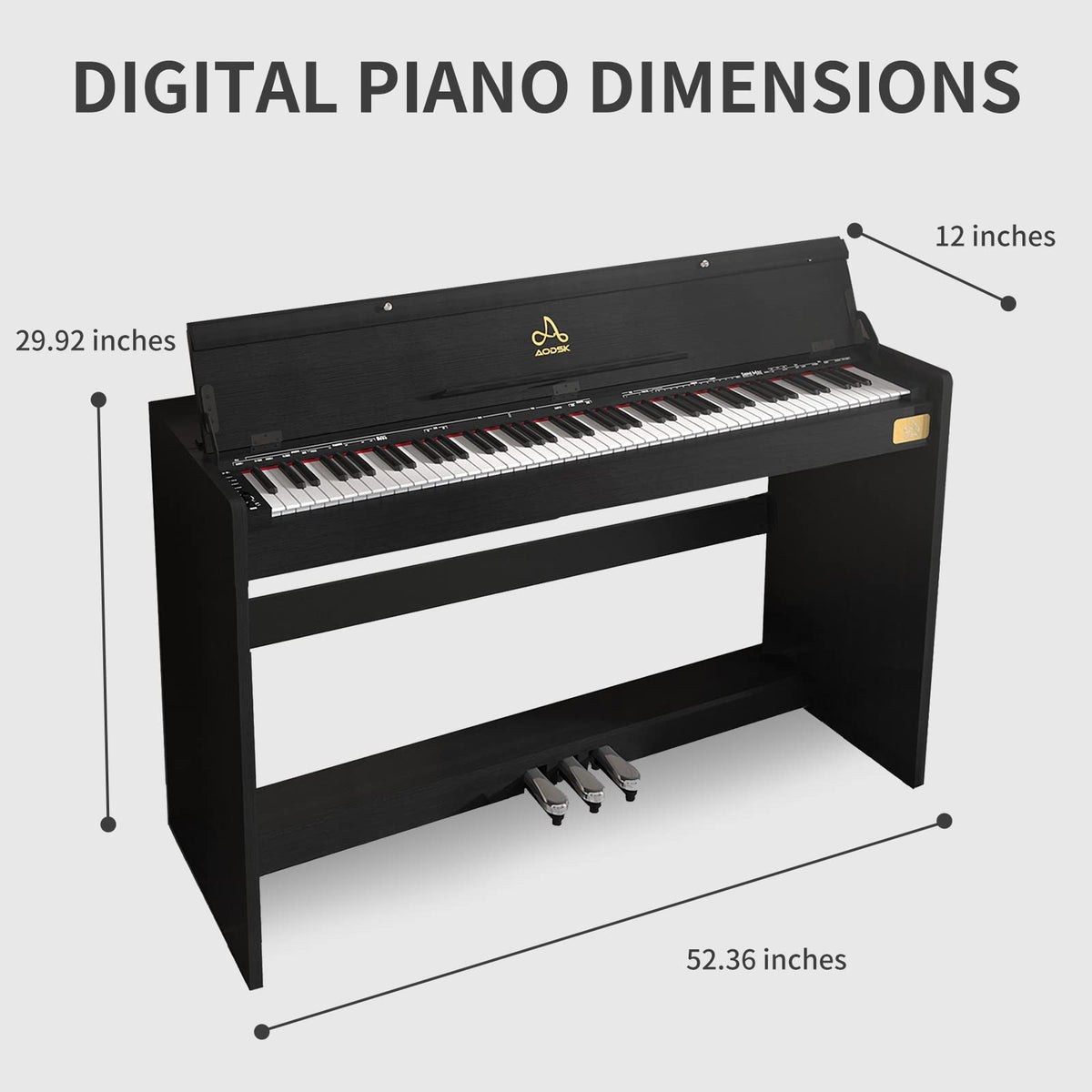 88-Key Weighted Piano with Stand, Pedals & Bench P51894