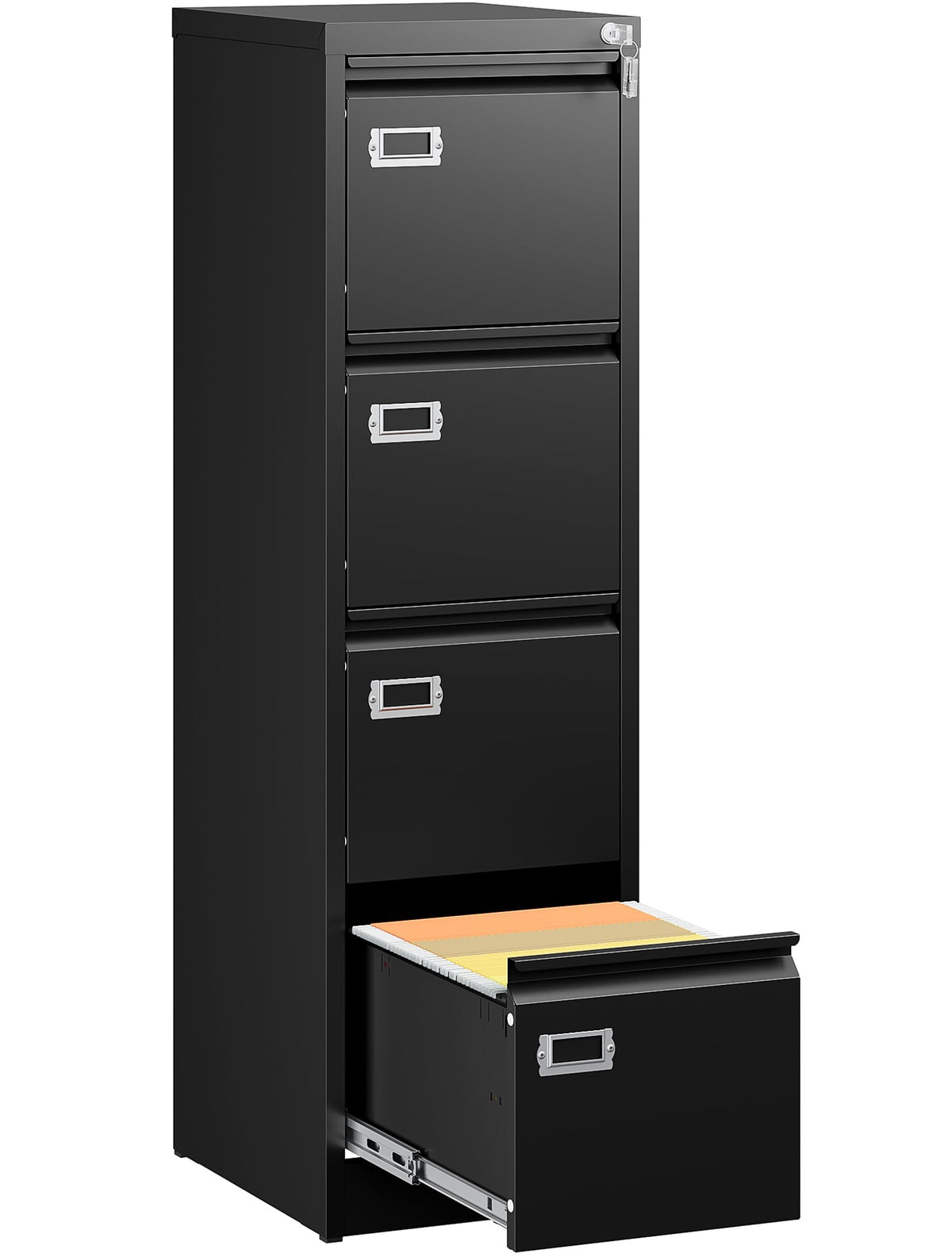 4 Drawer Black Metal File Cabinet with Lock C23177