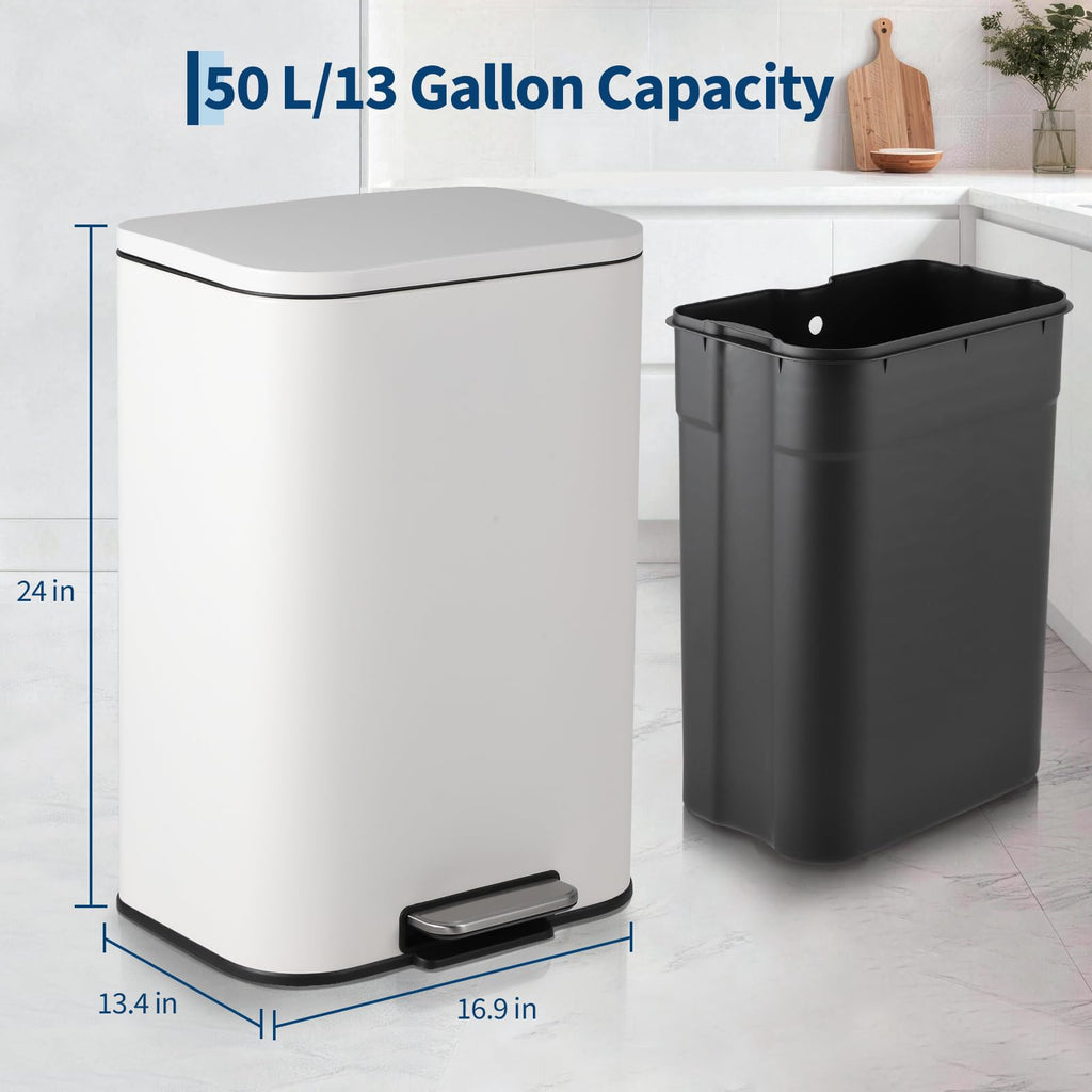 50L Stainless Steel Step Trash Can with Soft-Close Lid H57177