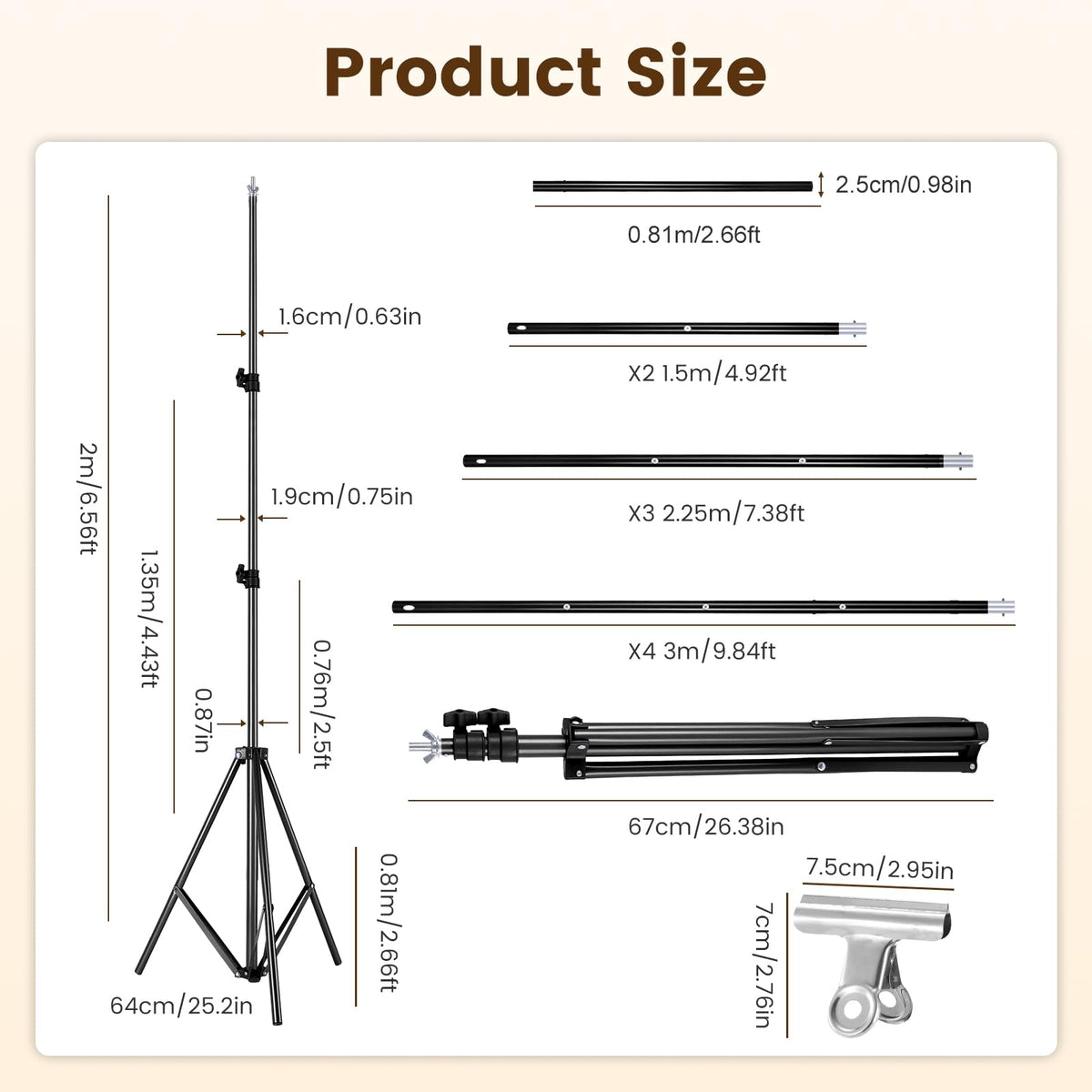 6.5 x 10ft Backdrop Support Stand Kit Z837