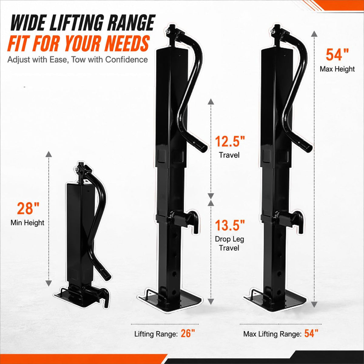 12000lbs Adjustable Drop Leg Trailer Jack D525909