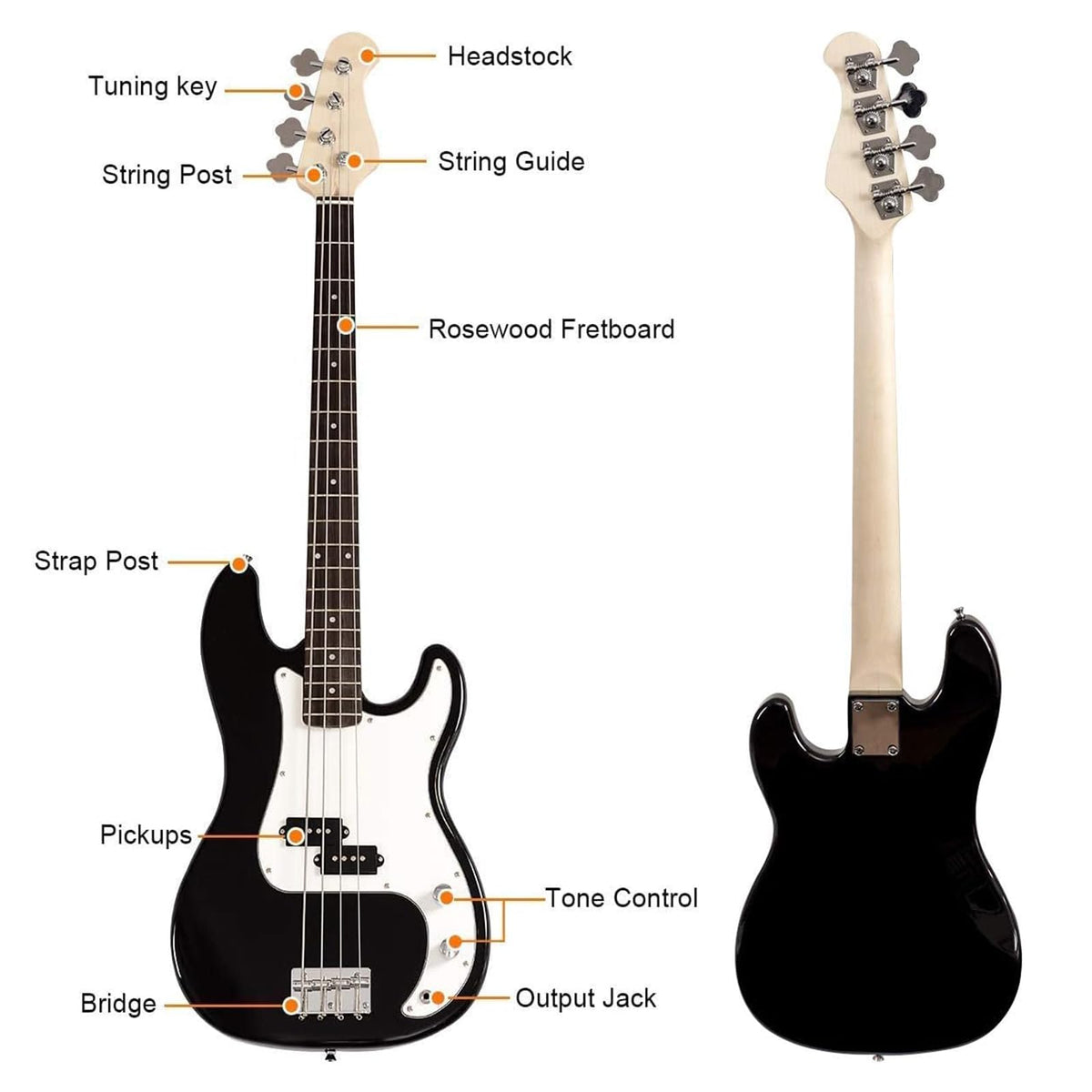 Full Size 4 String Electric Bass Guitar with Bag O3064