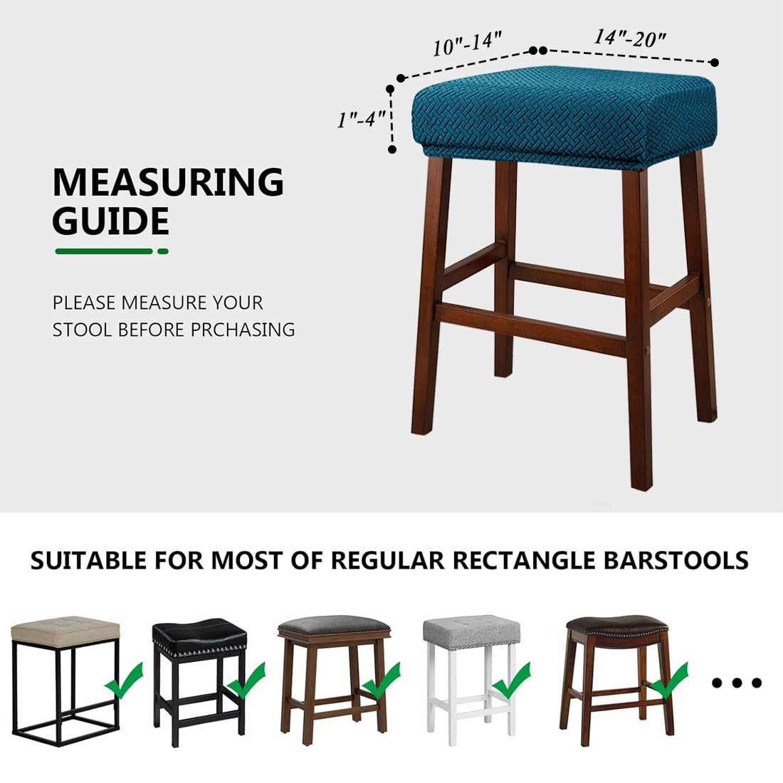 Set of 4 Deep Teal Jacquard Stretch Stool Covers I349060
