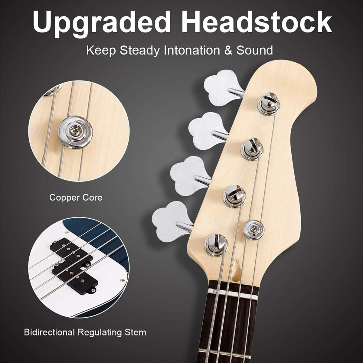 Full Size 4 String Electric Bass Guitar with Bag O3064