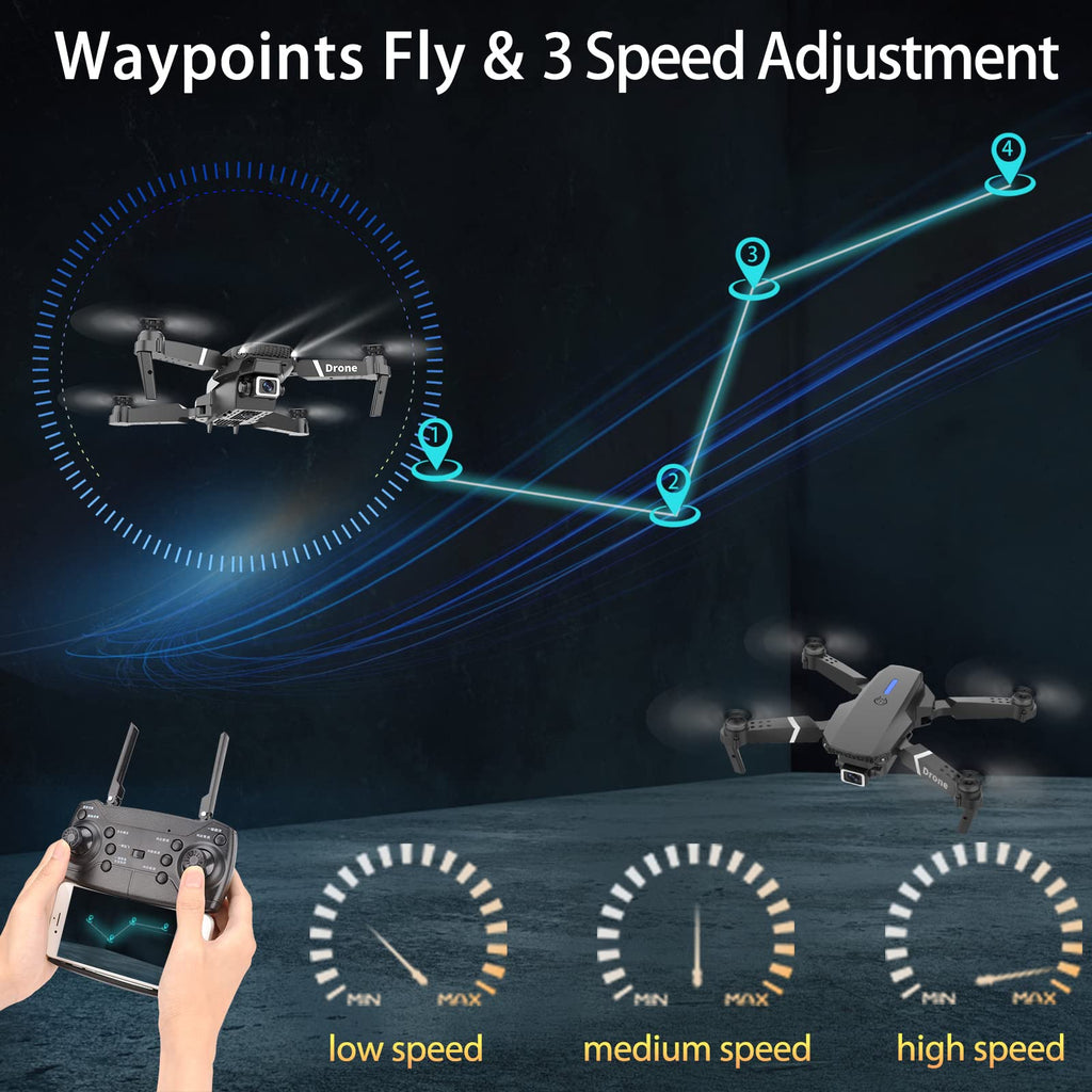 Foldable RC Quadcopter Drone with 1080P Camera, 2 Batteries, Carrying Case K274465