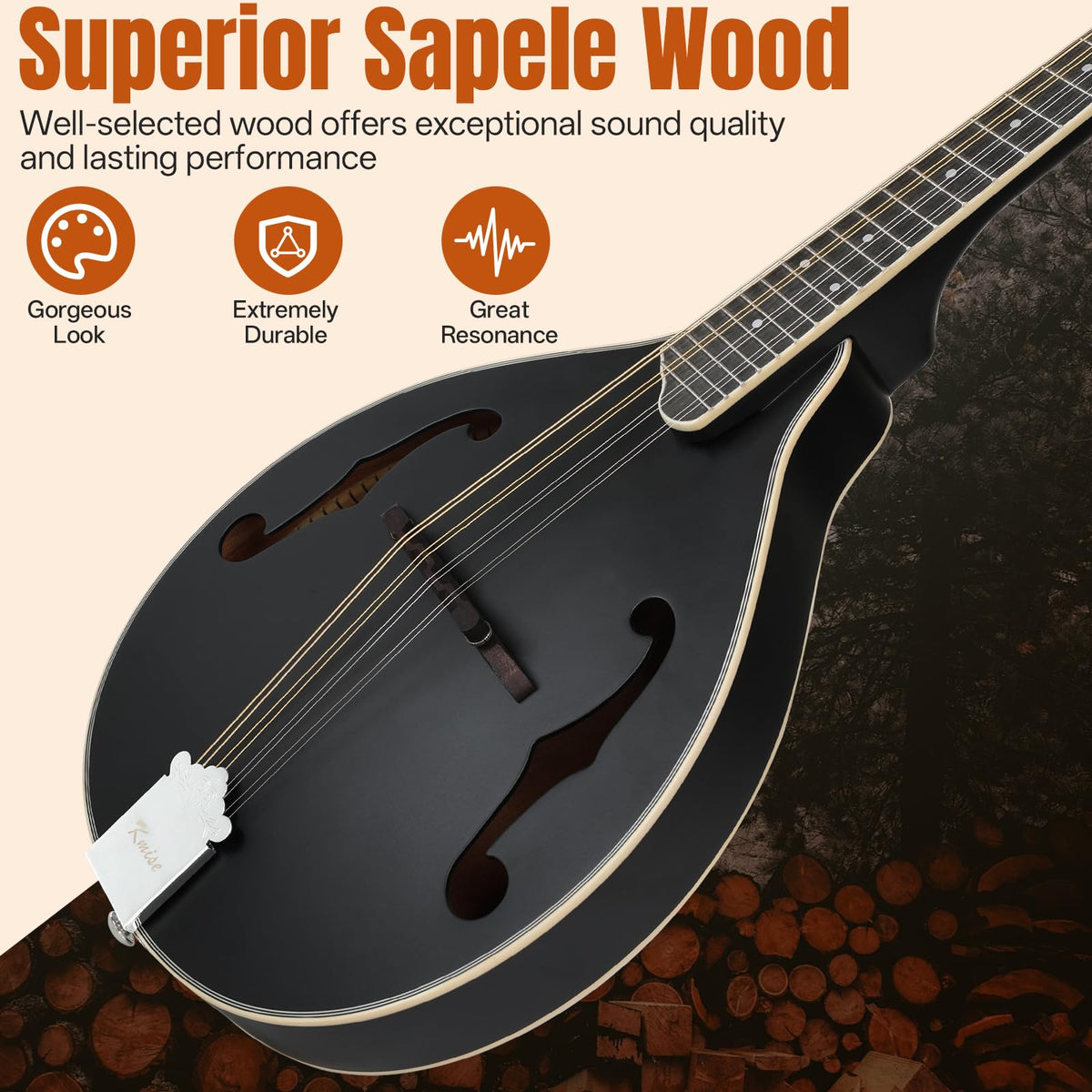 8 String A Style Acoustic Mandolin Kit with Tuner Strap Gig Bag G782436