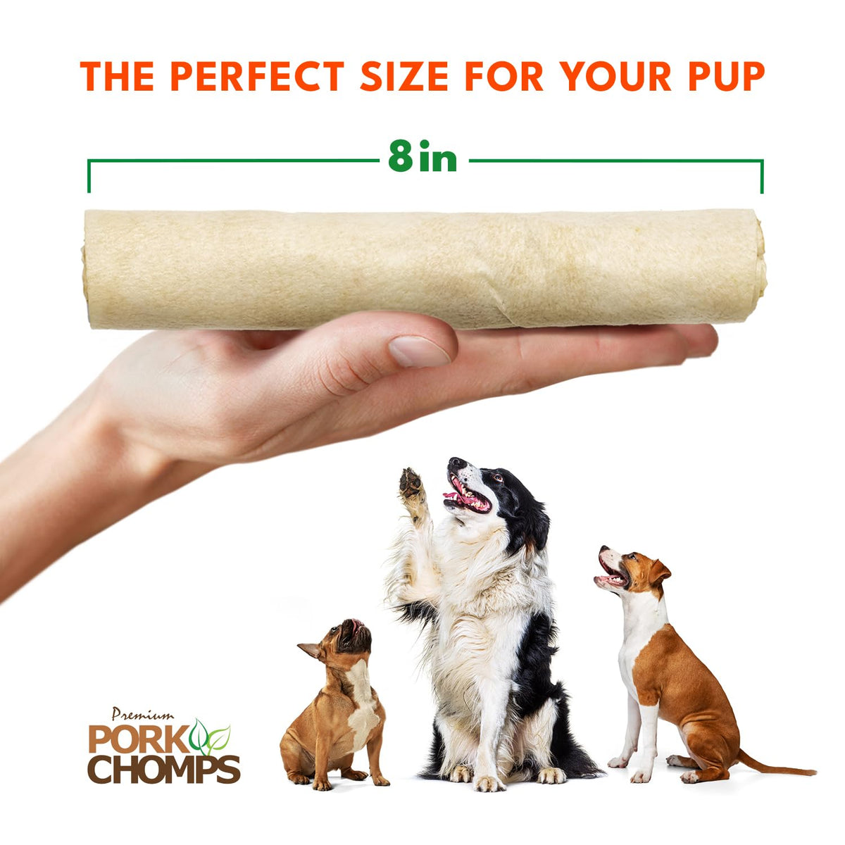 Pork Skin Dog Chews, 8in Rolls, 18ct W170