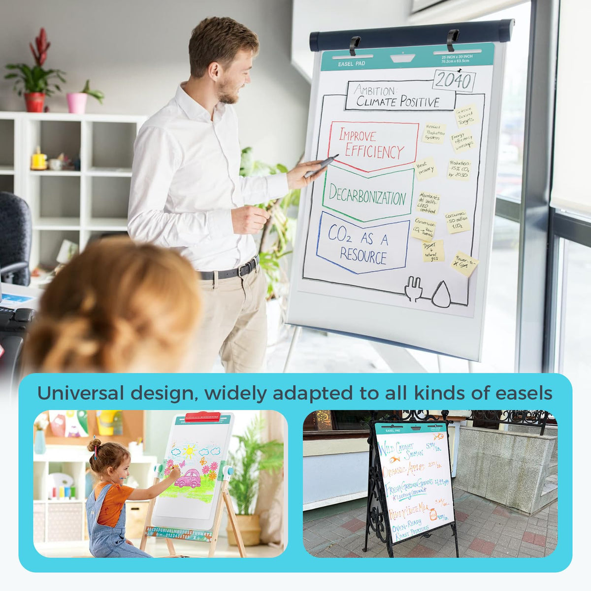 25x30 Inch Sticky Easel Pad, 300 Sheets O30690