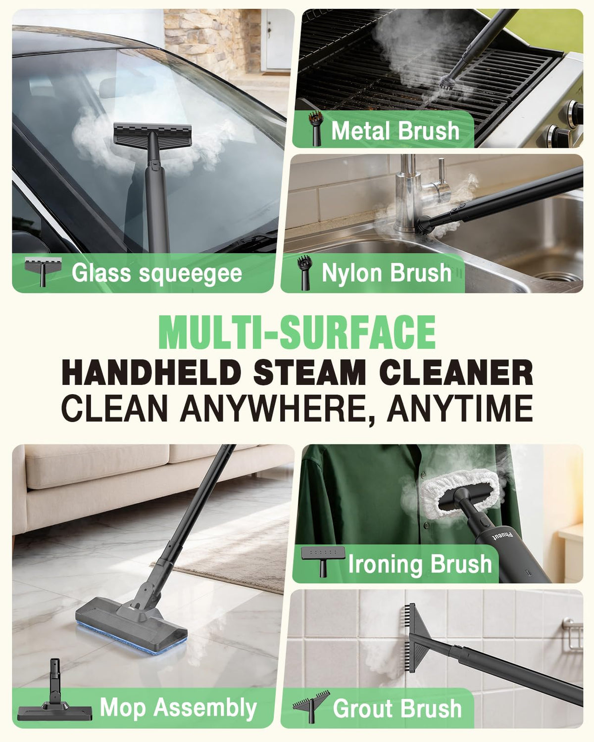 14-in-1 Lightweight Detachable Handheld Steam Mop Black B94035