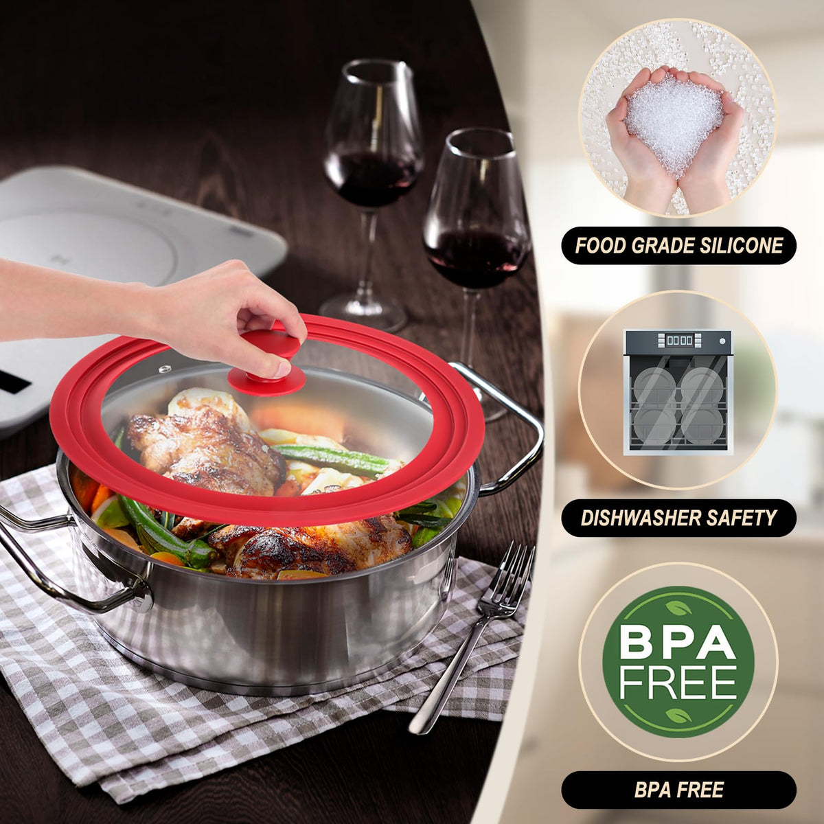 Universal Tempered Glass Pan Lid with Silicone Edge P13000