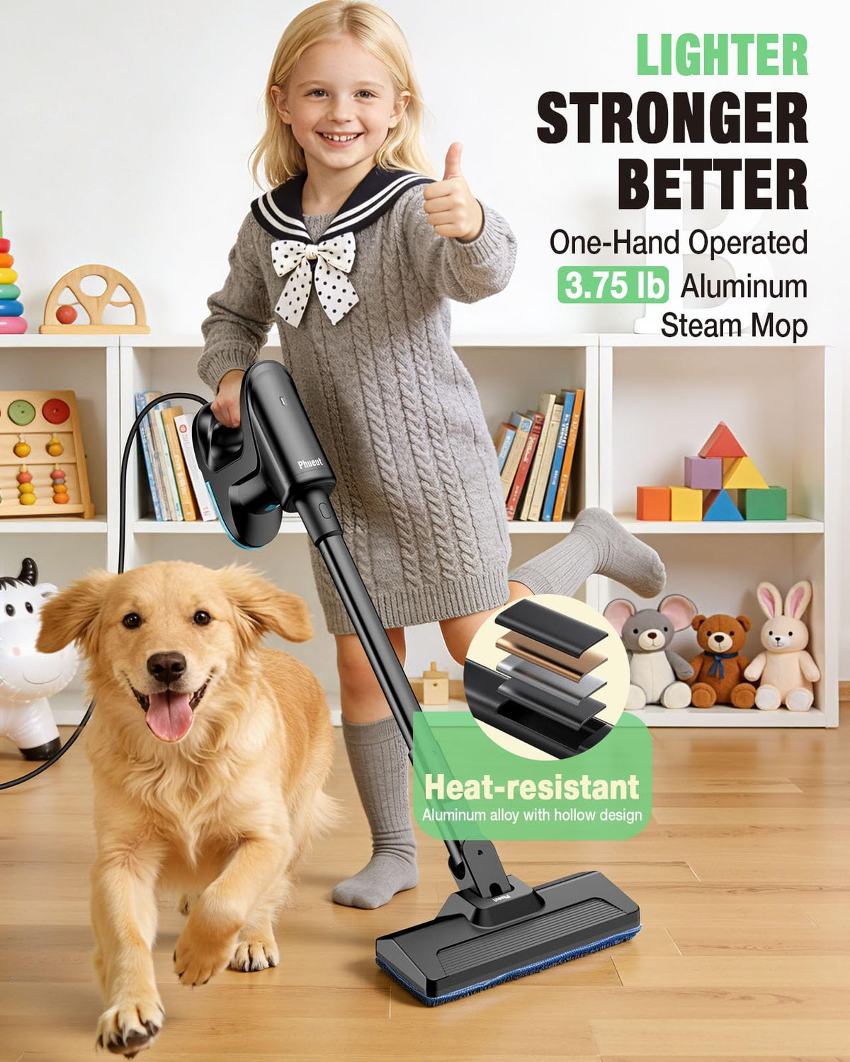 14-in-1 Lightweight Detachable Handheld Steam Mop Black B94035