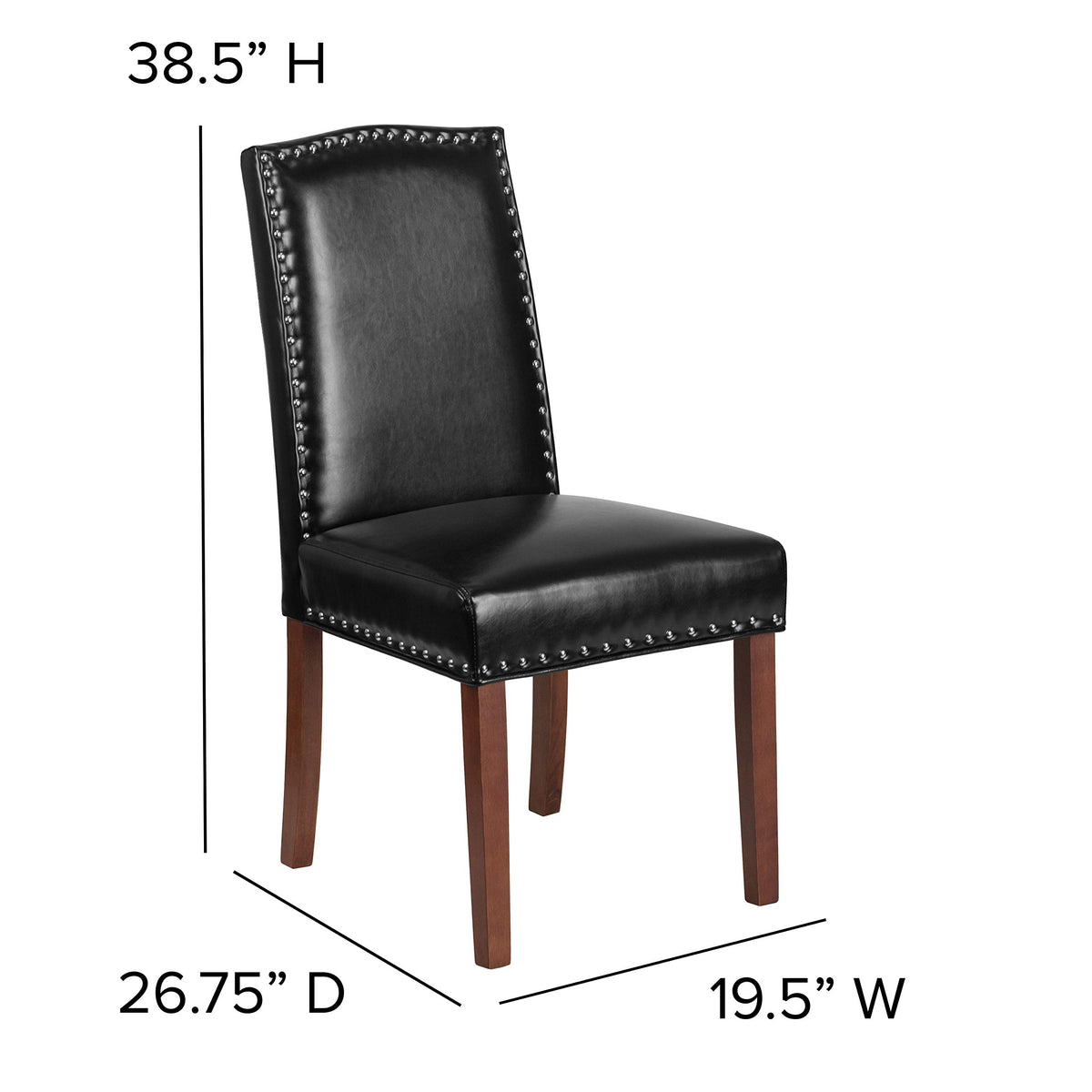 Black LeatherSoft Parsons Chair with Nail Trim C511529