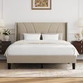 Queen Size Linen Upholstered Bed Frame with Headboard E5534