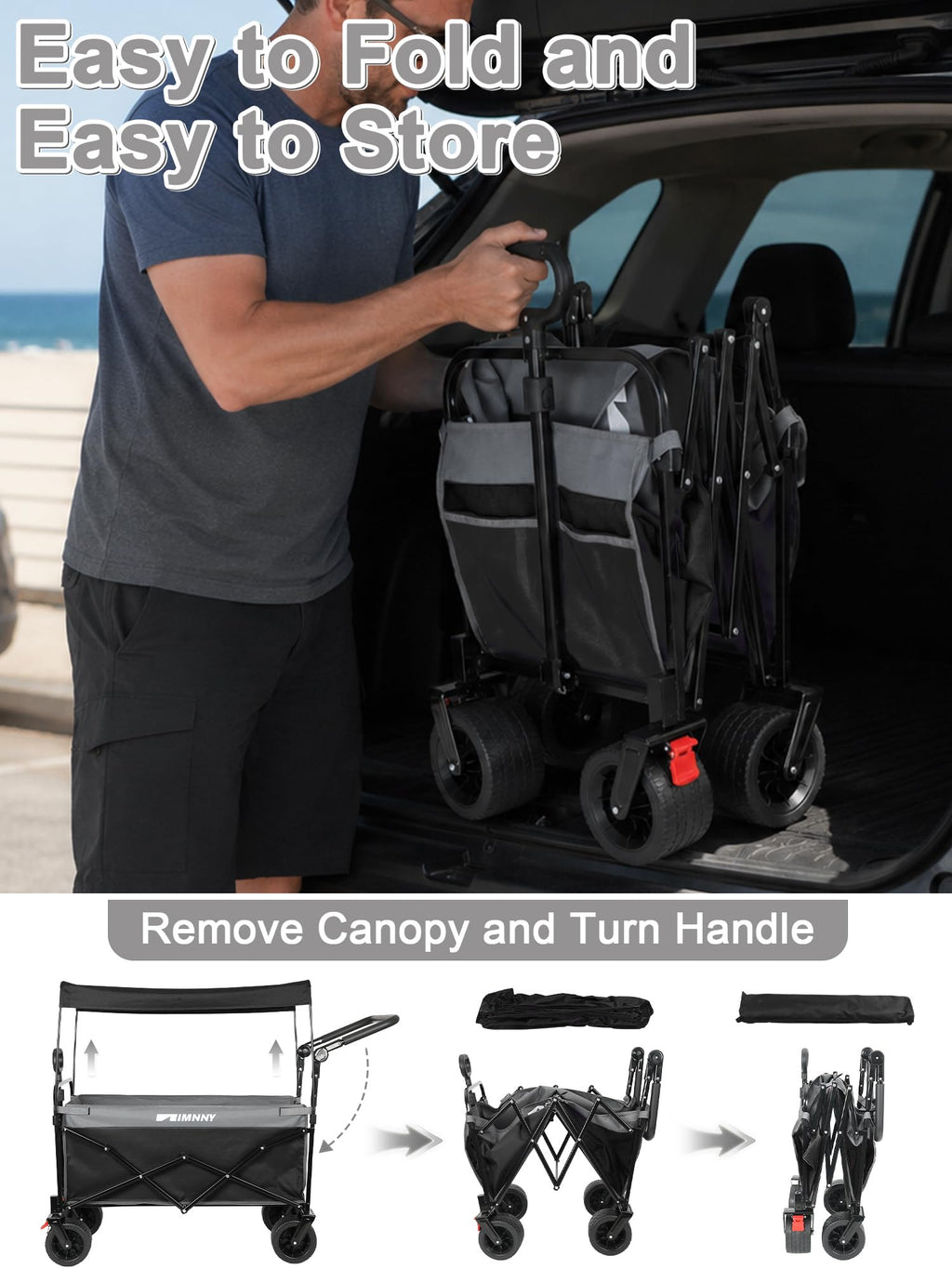Collapsible Wagon with Canopy Black S111075