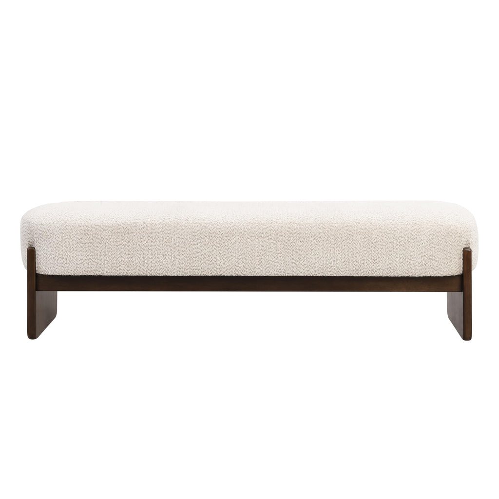 Beige Brown Loop Yarn Fabric Ottoman Bench F740