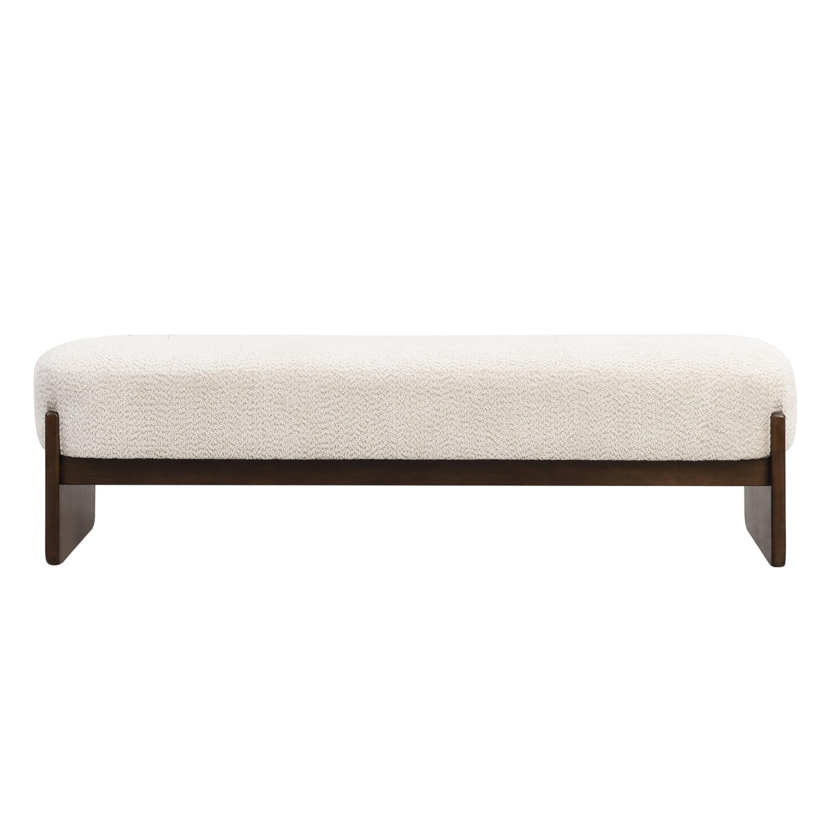 Beige Brown Loop Yarn Fabric Ottoman Bench F740