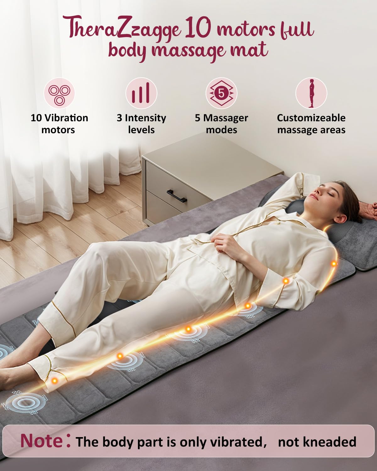 Full Body Massage Mat with Heat Detachable Neck Massager 10 Vibrating Motors H86139