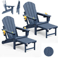 HDPE Folding Adirondack Chairs Set of 2, Navy B2489