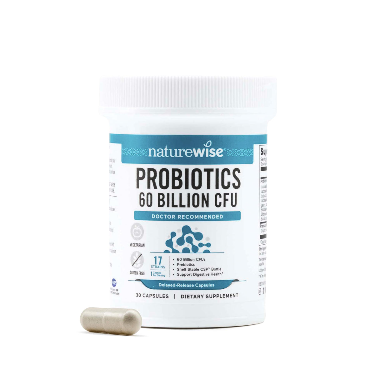 60 Billion CFU 17 Strains Probiotics with Prebiotics 30 Capsules W77891