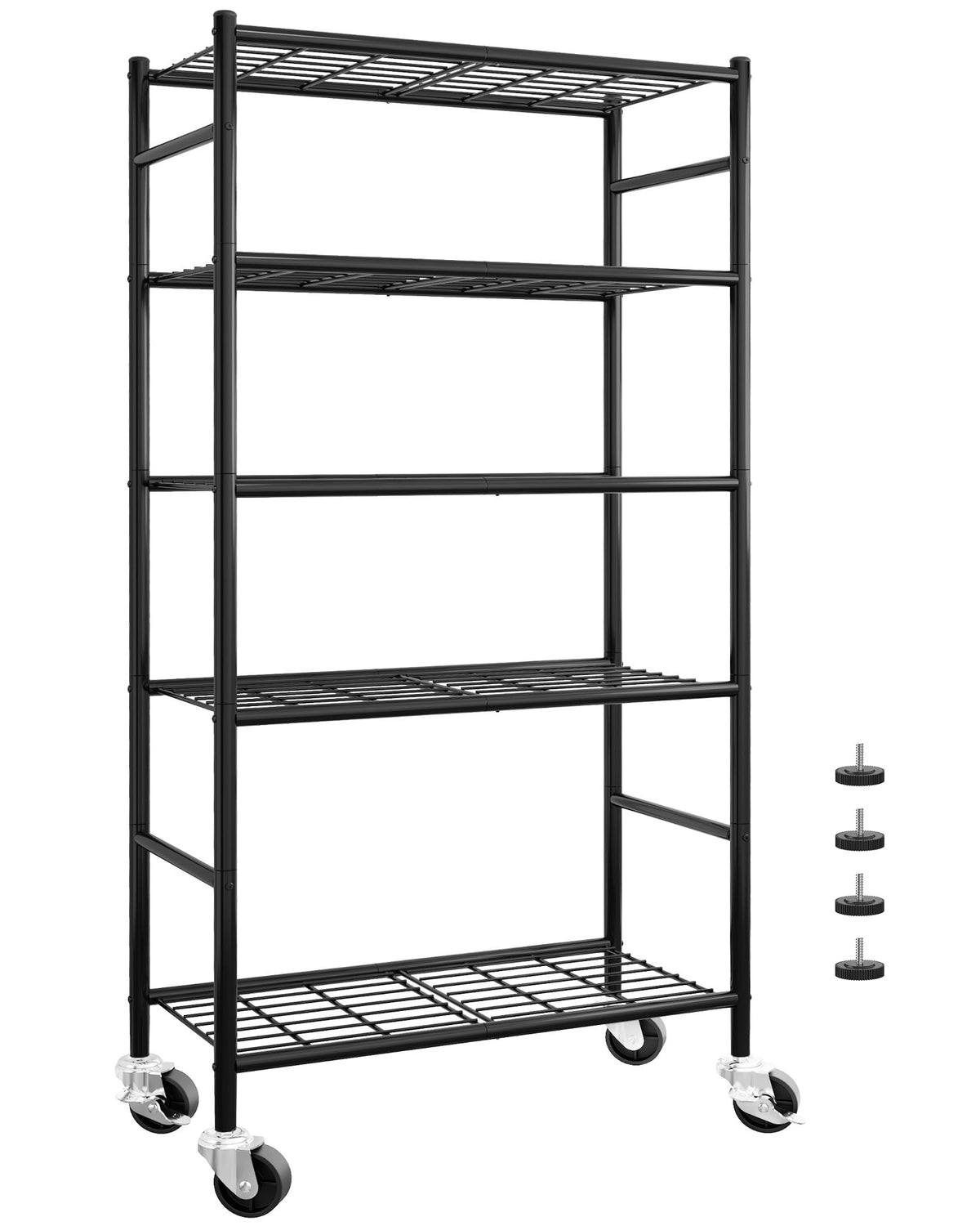 5-Tier Storage Shelves Black with Wheels F371