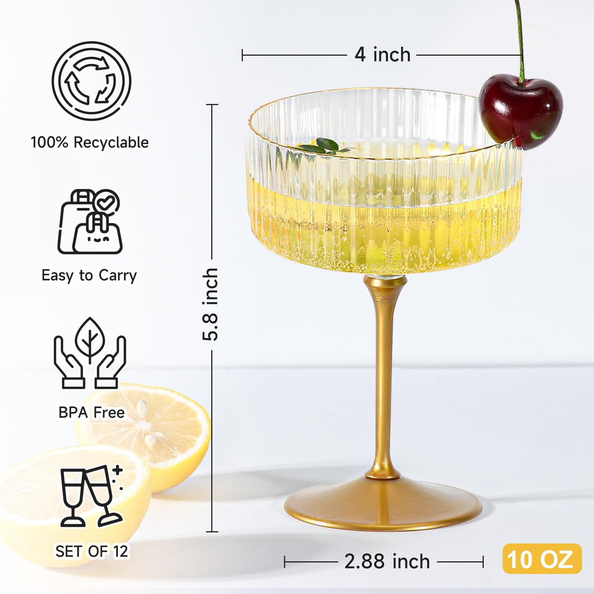 24 Pcs 9 Oz Champagne Martini Glasses Set E539