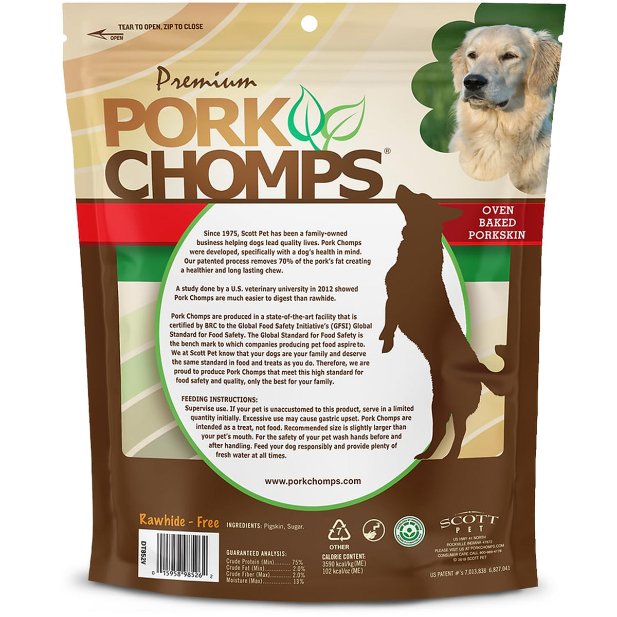 Pork Skin Dog Chews, 8in Rolls, 18ct W170