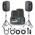 Portable 8-Channel PA System with Bluetooth and 2 Speaker Stands Q359
