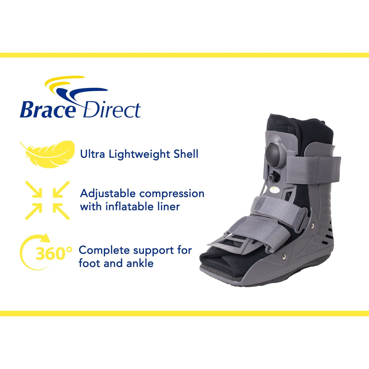 Ultra Light Short Full Shell Walking Boot + Reusable Ankle & Foot Ice Pack E712