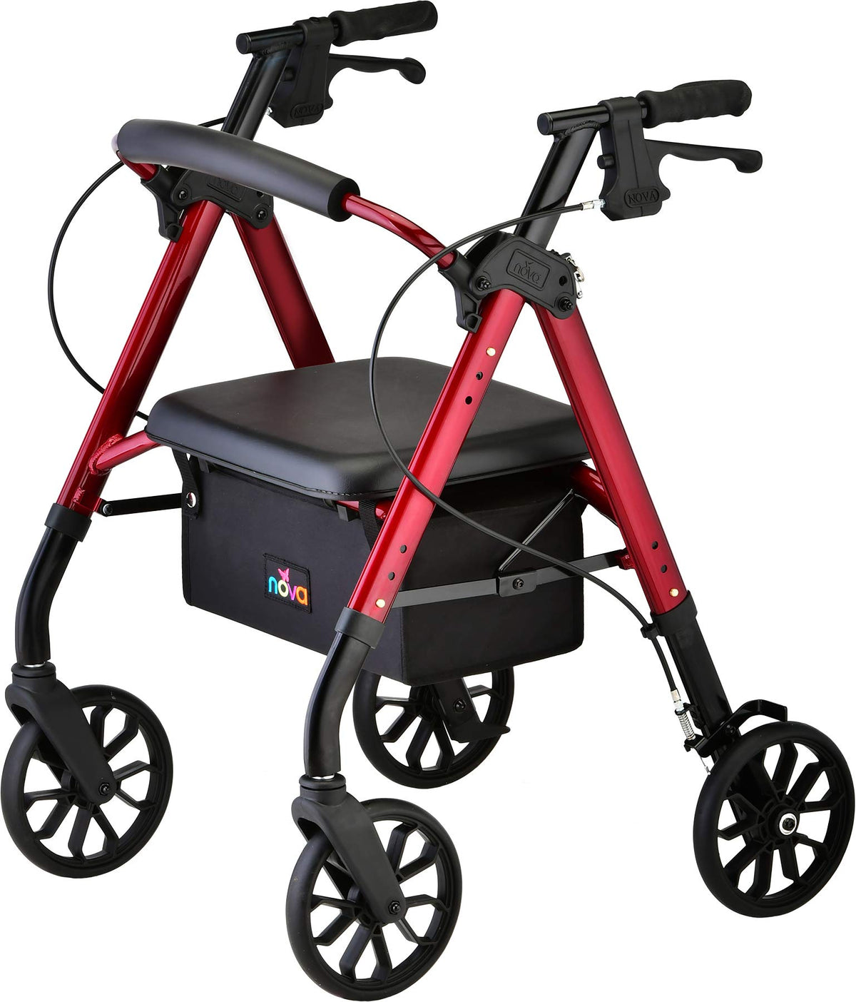 Red 8" Wheel Rollator Walker with Padded Seat G6475