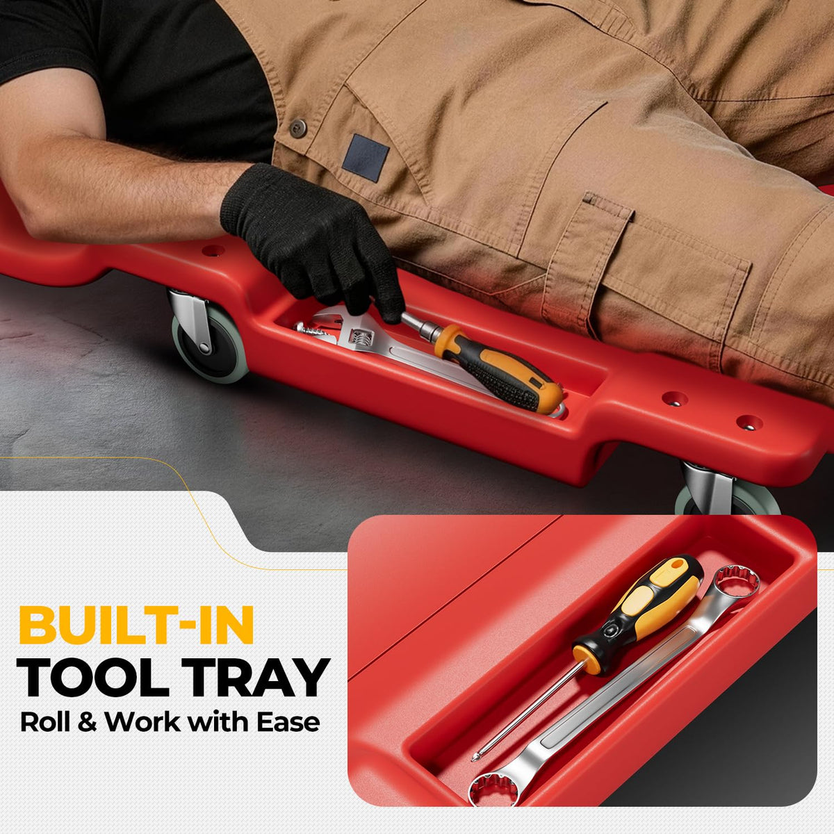 40 in Low-Profile Rolling Mechanic Creeper, Red A615036