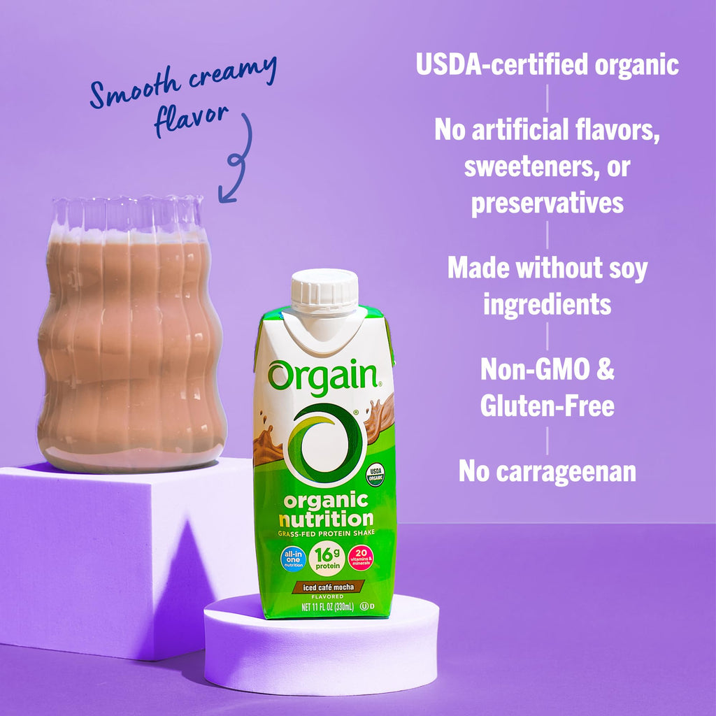 Organic Grass Fed Protein Shake, Café Mocha, 11oz, 12pk Z73665
