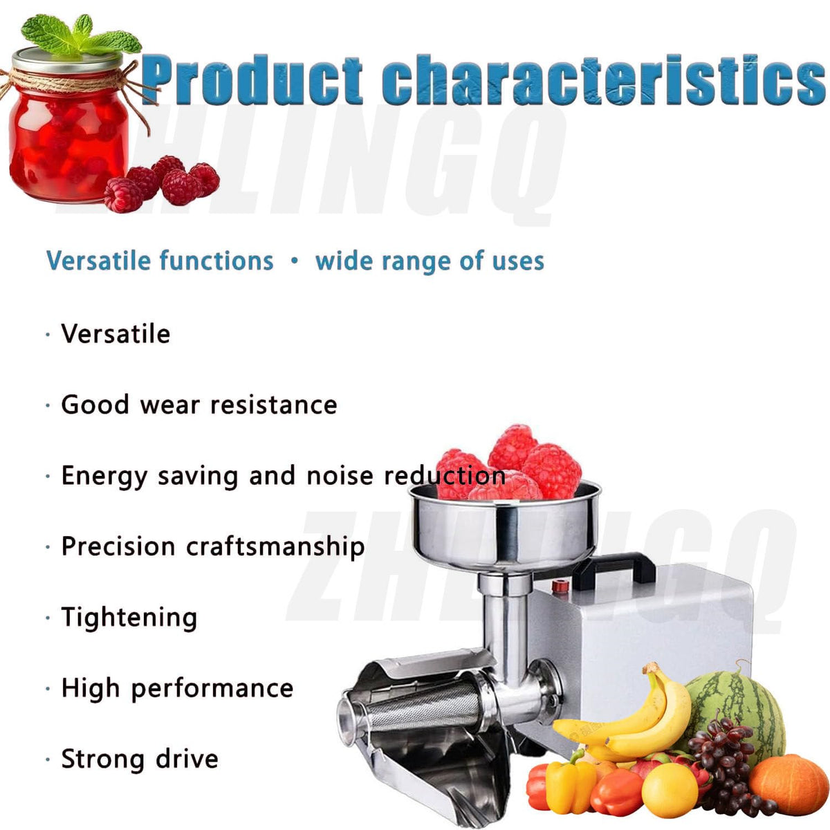 450W Electric Tomato Strainer with Funnel and Trough I31388