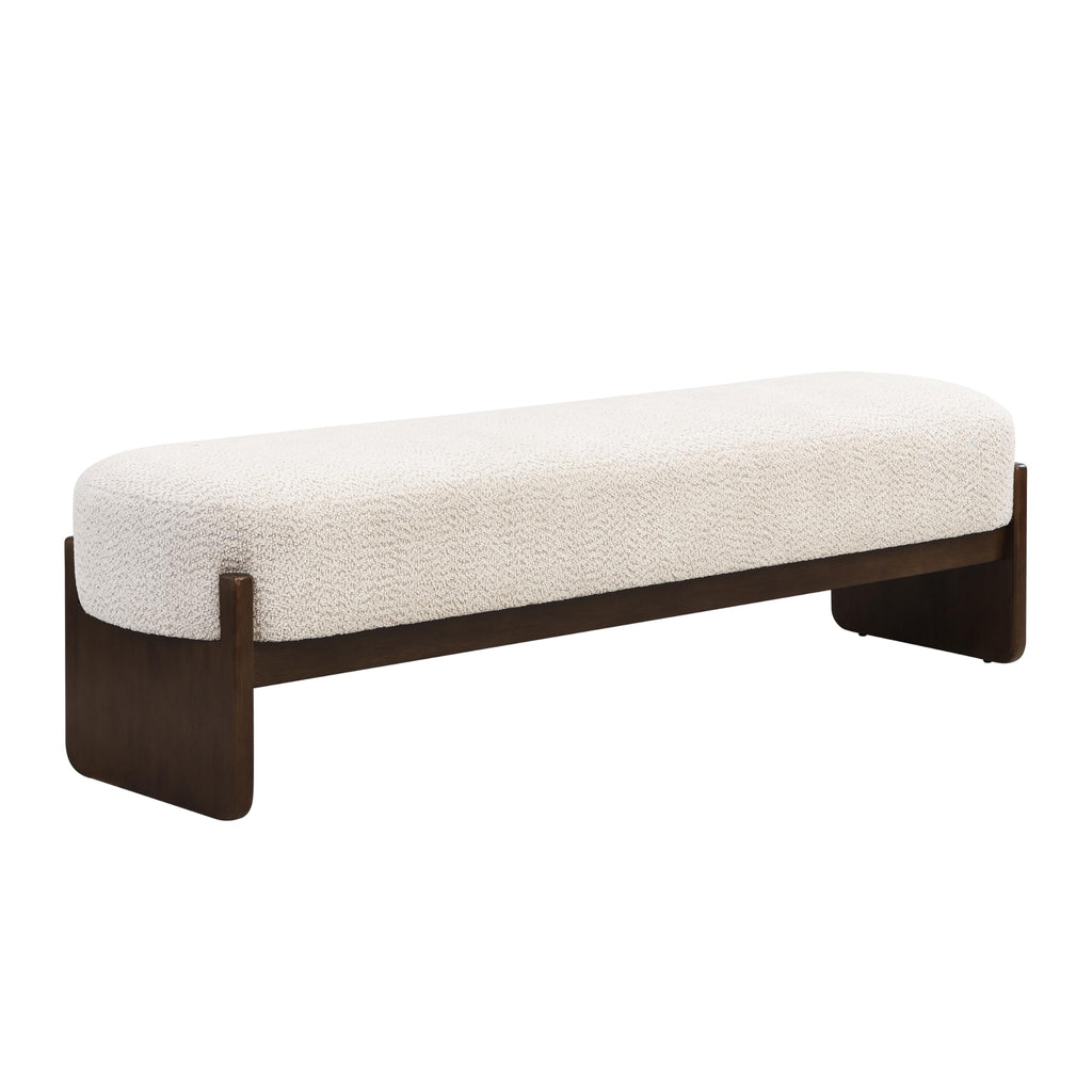 Beige Brown Loop Yarn Fabric Ottoman Bench F740
