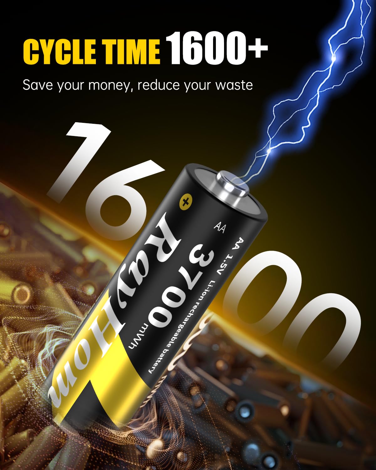 12 Pack Rechargeable AA Lithium Batteries with Charger M5639