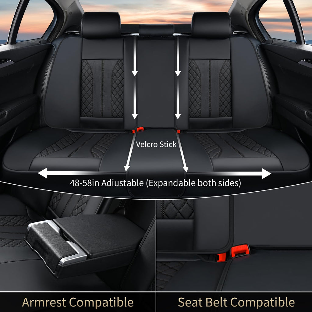 Black Leather Full Set Waterproof Car Seat Covers L82266