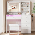 White Vanity Desk Set with Glass Desktop B418497