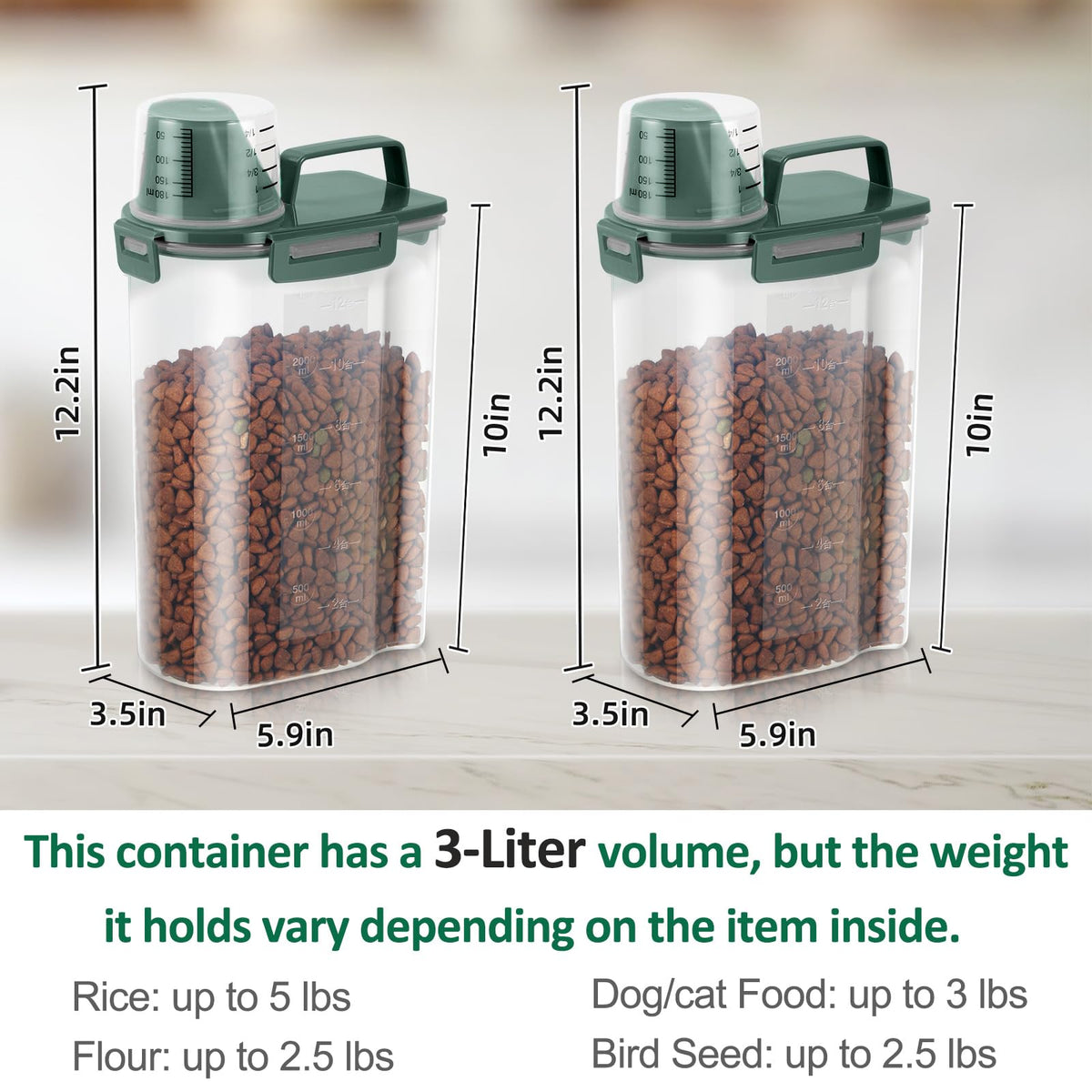 2 Pack 3 Lbs Pet Food Storage Containers M7231