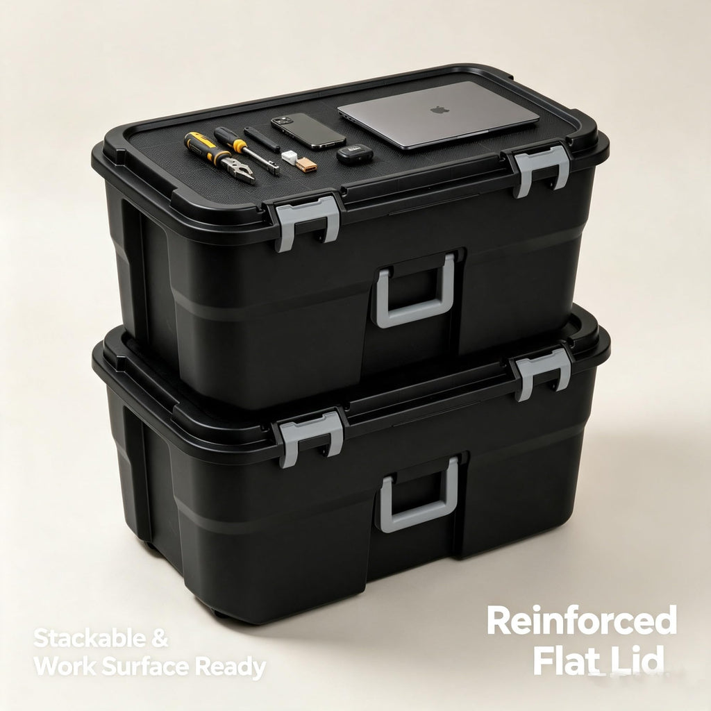 22 Gallon Lockable Wheeled Plastic Storage Trunk J49438