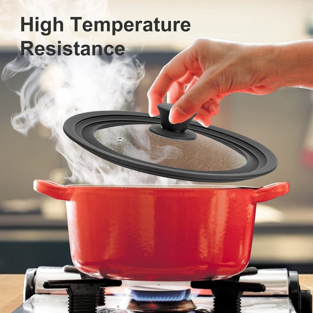 Tempered Glass Universal Lid with Silicone Rim for 10" - 12" Cookware G8970